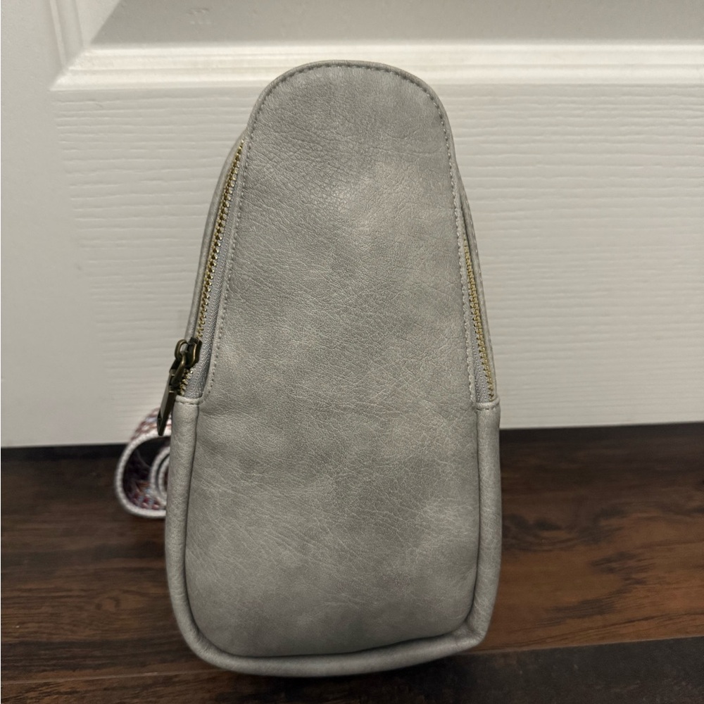 Gray Sling Crossbody Bag with Guitar Strap